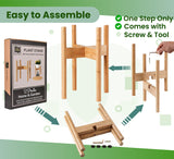 ZPirates Plant Stand for Indoor - Adjustable Sideways to fit 8 10 or 12 Inch-wide Medium-Large Planter Pots of Live and Fake Floor Plants [Leg14-inch Tall] - Bamboo Wood ZPirates