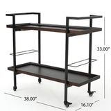 Christopher Knight Home Gerard Industrial Wooden Bar Cart, Dark Walnut Finish / Black Christopher Knight Home