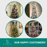 Camden 7.5ft Prelit Artificial Christmas Tree with Foot Pedal, 2755 Branch Tips, 600 Warm Lights and Metal Stand, 58" Wide Realistic Hinged Christmas Tree with Lights by Naomi Home Naomi Home