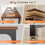 Huuger 63 x 24 inch Desk with Power Outlets & USB-C, Deeper & Thicker Desktop, Robust Metal Tubes, Computer Desk, Heavy Duty Office Desk, Work Gaming Desk, for Home Office, Rustic Brown Huuger