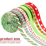 60 Yards 0.4 Inch Thin Christmas Ribbon Grosgrain Ribbon Red Green Dots Stripes Multi Rolled Xmas Gift Ribbon for Gift Wrapping Holiday Decoration DIY Crafts Christmas Ornaments Jetec