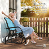 Outsunny 2-Person Outdoor Glider Bench, Patio Double Swing Rocking Chair Loveseat w/Powder Coated Steel Frame for Backyard Garden Porch, Blue Outsunny