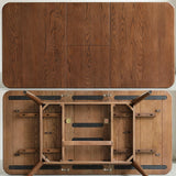Grewood Extendable Dining Table - 100% Natural Oak Wood Telescopic Dining Table for 6-8 - Modern Dining Table with 47.24-63inch for Kitchen Room,Dining Room,Apartment (Walnut Color) Grewood