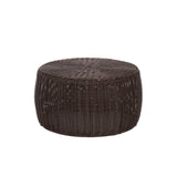 Household Essentials Handwoven Resin Storage Stool Ottoman, 16" Dia. x 9" H, Brown Household Essentials
