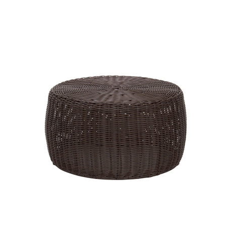 Household Essentials Handwoven Resin Storage Stool Ottoman, 16" Dia. x 9" H, Brown Household Essentials