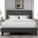 Novilla Queen Size Bed Frame Upholstered Platform Queen Bed Frame with Adjustable Headboard, Strong Weight Capacity, No Box Spring Needed, Easy Assembly, Grey Novilla
