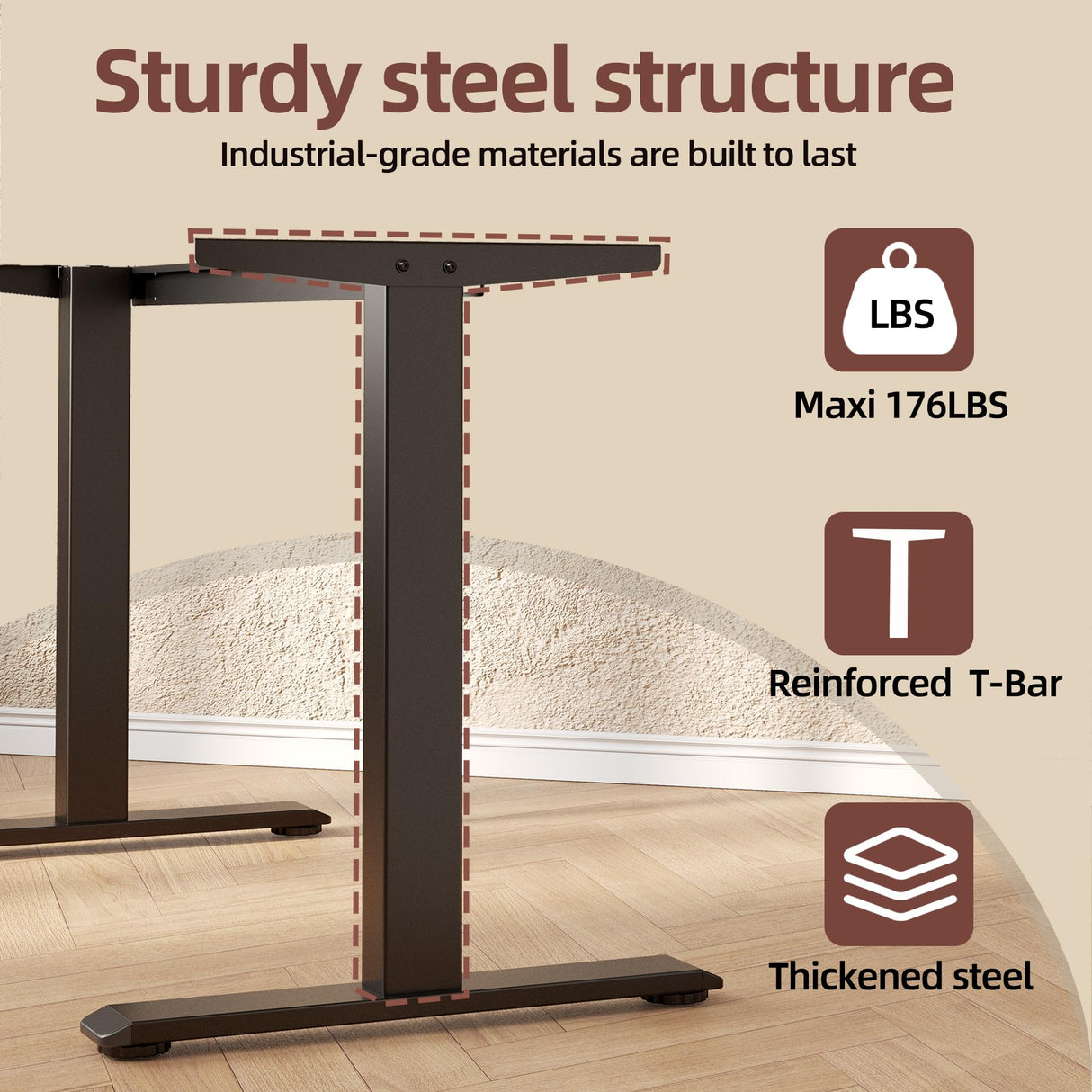 TIQLAB Computer Desk 47 x 24 inch, Modern Office Table with Bold T-Shaped Leg Design, Simple PC Gaming Desk, Study Writing Workstation, Black TIQLAB