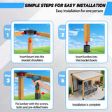 Jurrque Aluminum Alloy Pergola Kit with 3-Way Brackets for 4"x 4" Lumber,Lightweight,High-Strength DIY Pergola Brackets Support for Pergolas,Gardens,Outdoor Shelters,Gazebo Brackets Includes Screws. Jurrque