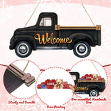 Ferraycle Interchangeable Welcome Sign Christmas Truck Decor Seasonal Door Signs with 12 Holiday Icons Rustic Farmhouse Interchangeable Holiday Decor for Christmas All Seasons(Black) Ferraycle