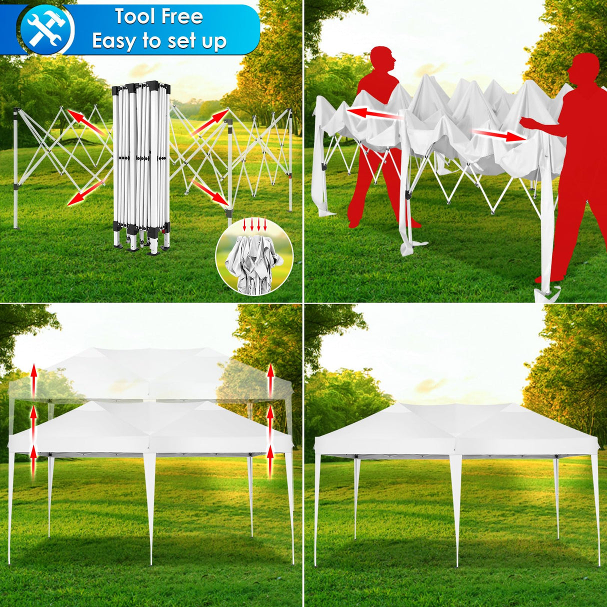 COBIZI Canopy 10x20 Pop Up Canopy Tent Party Tents for Parties Weddings Backyard Waterproof Canopy Outdoor Commercial Instant Canopy Event Tent with Stakes, Ropes,Sandbags, White COBIZI