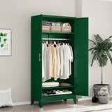 GAIOUS Metal Wardrobe Cabinet with Hanging Rod, 71" Metal Clothing Storage Cabinets with 2 Doors and Adjustable Shelves, Green Armoire Wardrobe Closet for Bedroom, Laundry Room, Cloak Room GAIOUS