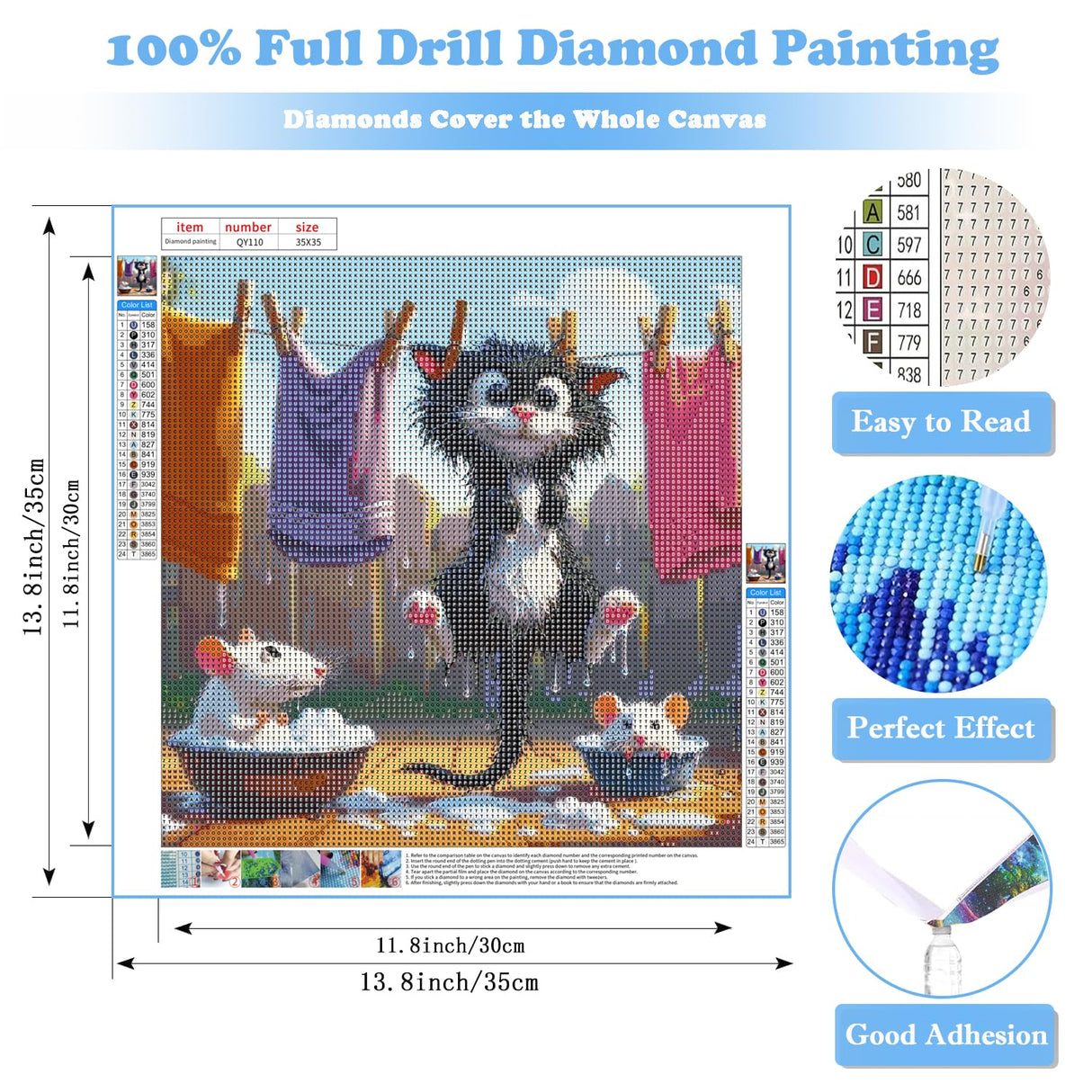 DIY Funny Black Cat Diamond Art Kits for Adults, Cute Cats Diamond Painting Kits for Beginners, Animals Diamond Dot, Small Dimond Art Paintings Kit, Full Drill Gem Painting, Home Wall Decor 14x14inch Rekxtmo