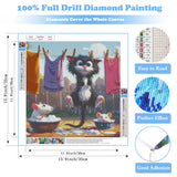 DIY Funny Black Cat Diamond Art Kits for Adults, Cute Cats Diamond Painting Kits for Beginners, Animals Diamond Dot, Small Dimond Art Paintings Kit, Full Drill Gem Painting, Home Wall Decor 14x14inch Rekxtmo