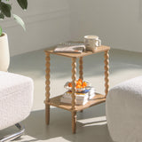 Fultyle Small End Table, Couch Side Table with 2-Tier Storage Shelf, Wood Coffee Table for Bedroom, Living Room, Small Spaces(Rustic Walnut) Fultyle