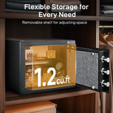 ADIMO Biometric Safe Box, 1.2 CuFt Home Safe with Biometric Fingerprint & Touchscreen, Fireproof Safe Box w/Removable Shelf & Alarm System, Money Safe for Documents& Valuables Home Office Hotel ADIMO