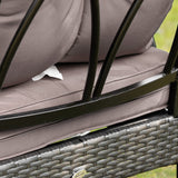 Outsunny 2 Piece Outdoor Wicker Rocking Chairs with Padded Cushions, Aluminum Furniture Rattan Porch Rocker Chairs w/Armrest for Garden, Patio, and Backyard, Gray Outsunny