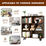 Shintenchi Cube Storage Organizer, 3 Tier Mid-Century Bookcase with Legs Cubeicals Retro Wood Organizer Storage Bookcase, Freestanding Open Book Shelves for Bedroom,Living Room,Office(Brown) Shintenchi