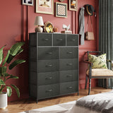 WLIVE Tall Dresser for Bedroom, Fabric Dresser Storage Tower, Dresser & Chest of Drawers Organizer Unit with 11 Drawers, Storage Cabinet, Hallway, Closets, Steel Frame, Wood Top WLIVE