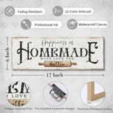 Happiness is Homemade with Love and Butter Sign Funny Kitchen Sign Decor for Counter Pantry Rustic Farmhouse Style Wall Décor Shabby Chic Family Wall Plaque Decoration Housewarming Gift, 6 x 17 Inch DUO AI HOME