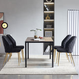 Homedot Modern Mid-Century Dining Table Walnut with Metal Frame, 47" Rectangular Kitchen Table Imitation Wood Home Office Desk Wooden Kitchen Table with Thick Tabletop for Small Spaces, Apartment Homedot