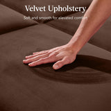 Best Choice Products 77" Mid Century Modern Velvet Loveseat Sofa, Couch, Convertible Sofa Sleeper Bed w/Real Wood, Removable Armrest - Mocha Brown Best Choice Products