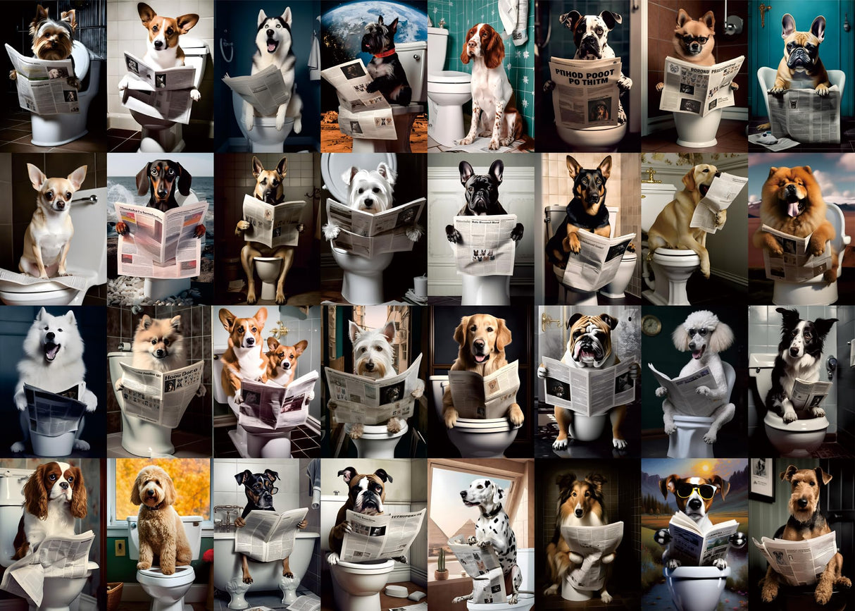 Pooping Dogs Puzzles 1000 Piece for Adults, Animal Jigsaw Puzzles 1000 Pieces, Funny Puppy Puzzles Prank Puzzle Dog Pooping BBOLDIN