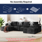 Squireewo 140" U-Shaped Sectional Sofa,4 Seat Modular Cloud Couch Boneless with 2 Convertible Ottomans & Deep Seat,No Assembly Required,Modern Chaise Lounge for Living Room,Chenille,Grayish-Black Squireewo