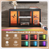 WLIVE TV Stand for 43 Inch TV, Modern Entertainment Center with LED Lights & Adjustable Glass Shelves, Sturdy Media Console for Living Room, Bedroom,Gaming (Black) WLIVE