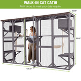 Catio Outdoor Cat Enclosure Window Cat House Wall Mounted Wooden Cat Cage with Scratching Posts,Resting Box GUTINNEEN