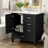 30" Bathroom Vanity with Sink, 30 Inch Bathroom Vanity with Top, 3 Drawers and 1 Soft Closing Door, Modern Bathroom Vanity with Sink 30 Inch for Bathroom (Black) Mirightone