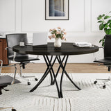 Tribesigns 47" Round Conference Table, Modern Business Meeting Table for Office Conference Room (Black) Tribesigns