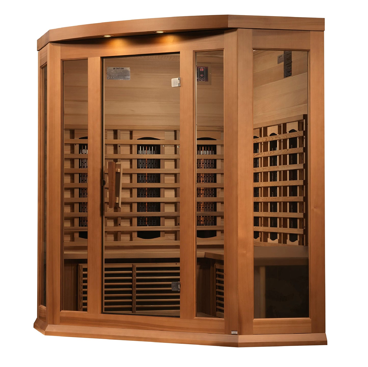 DYNAMIC SAUNAS Maxxus MX-M356-01 3-Person Corner Full Spectrum Near Zero EMF (Under 2MG) FAR Infrared Sauna (Canadian Clear Red Cedar) Curb Side Delivery