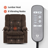 MCombo Oversized Power Lift Recliner Chair for Elderly, Dual Motor Lift Chair with Heat and Massage, Lay Flat Lift Chair for Big and Tall, Cup Holders, Fabric R7891 (Oversize, Mocha) MCombo
