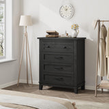 GarveeHome 4 Dresser for Bedroom, 34.8 in Tall Vertical Drawer Dresser with Large Storage, Freestanding Wooden Closet Chest for Bedroom, Living Room, Black GarveeHome