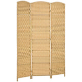 HOMCOM 3 Panel Room Divider, 6' Tall Folding Privacy Screen, Hand-Woven Freestanding Wall Partition for Home Office, Bedroom, Nature Wood HOMCOM