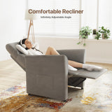 Claiks Power Recliner Chair for Adults, Adjustable Reclining Chair, Comfortable Recliner Couch with Side Pockets&Wire Remote Control, for Living Room, Home Theater, Bedroom, Linen Fabric, Light Grey Claiks