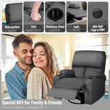 LAFWELL Rocking Recliner Chair, Massage Rocker Recliner Chair with Vibration Massage and Heat, USB and Type-C Ports,360° Swivel Faux Leather Chairs, Living Room, Bedroom, Nursery, RV, Dark Grey LAFWELL