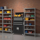 Bonusall 8 Drawer Rolling Tool Chest and Cabinet Combo,Heavy-Duty Metal Garage Tool Chest with Wheels and 2 Doors,2-in-1 Top Box and Roller Cabinet Combo for Garage, Workshop, Warehouse-Black Bonusall