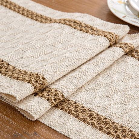 Niviy Boho Table Runner for Thanksgiving Christmas Winter Home Decor 72 Inches Long Farmhouse Macrame Table Runner Cotton Linen Woven Table Runners for Dining Table Decoration, Beige & Brown Niviy