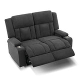 AIWOEN Recliner Loveseat Sofa with Cup Holders, 2-Seater Fabric Reclining Couch, Manual Recliner Wall Hugger for Living Room, Small Spaces, Home Theater (Dark Gray) AIWOEN