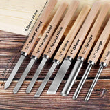 Hanpex 8 Piece Heavy Duty Wood Turning Chisel Set, Lathe Chisel Cutting Tools, (3) Gouge (1) Round Nose (1) Spear Point (2) Skew and (1) Parting Tools for Beginner to Professional Hanpex