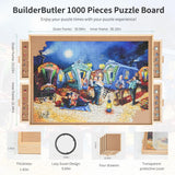 1000 Pieces Rotating Puzzle Board with 4 Drawers,30.16"x22.44" Portable Wooden Jigsaw Puzzle Table with Lazy Susan Spinning Cover for Adults BuilderButler
