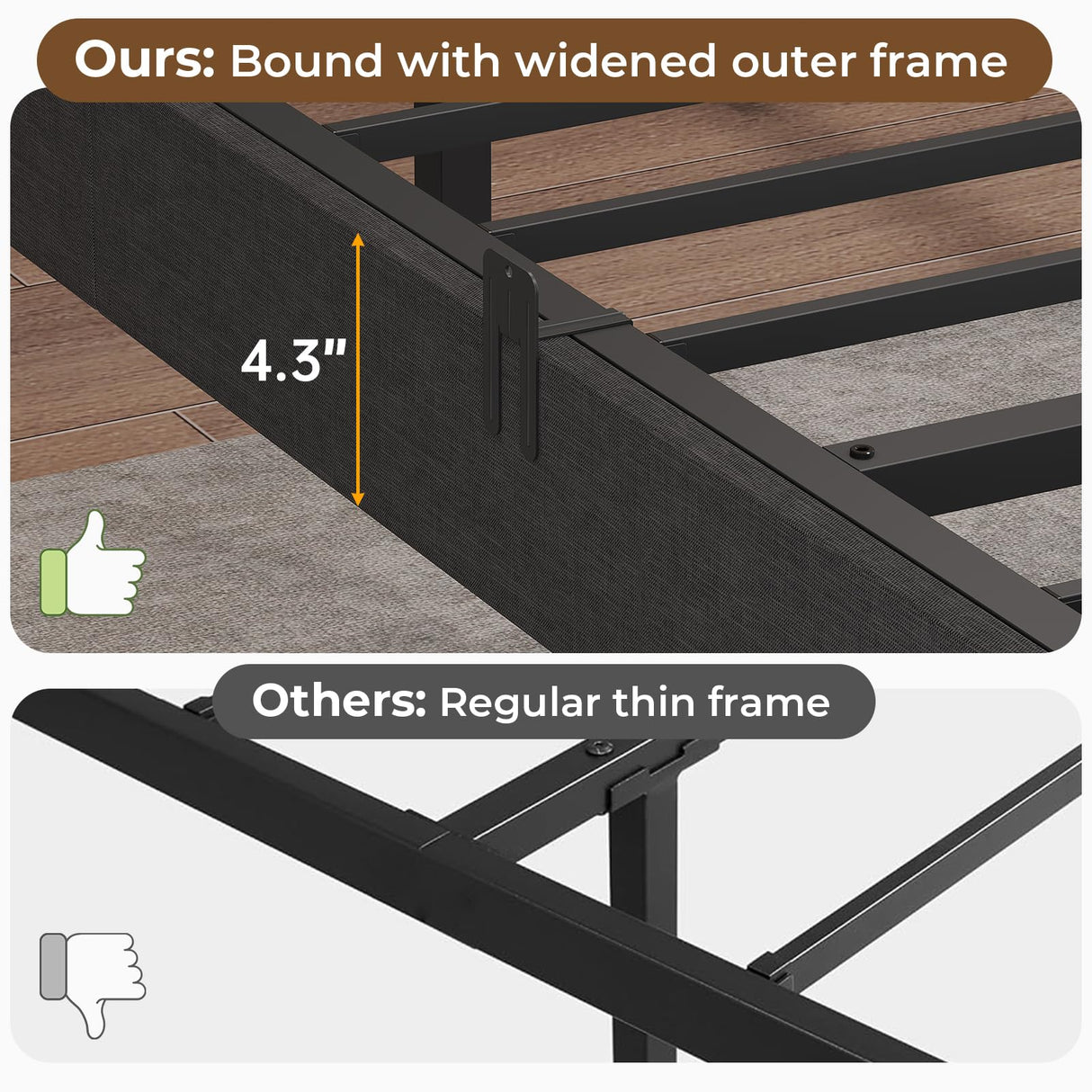 ADORNEVE Full Size Floating Bed Frame with LED Lighting, Linen Upholstered Platform and Underbed Storage, Heavy-Duty Steel Support ADORNEVE