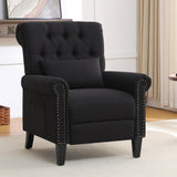 choairy Pushback Recliner Chair, Accent Push Back Chair Set of 2 with Adjustable Footrest Wingback, Upholstered Linen Reclining Sofa with Side Pocket, Comfy Modern Armchair for Living Room, Black choairy