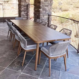 PURPLE LEAF 11 Pieces Dining Set Patio Metal Rectangular Table and Wicker Rattan Chairs for Outside Porch Garden Kitchen Modern Outdoor Furniture Sets PURPLE LEAF