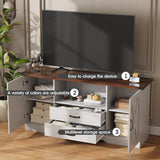 Maupvit Farmhouse TV Stand for 65 Inch TV, Television Stands with Drawers, TV Console with Storage, 58.3" TV Cabinets,Modern Entertainment Center for Living Room Bedroom,White Maupvit