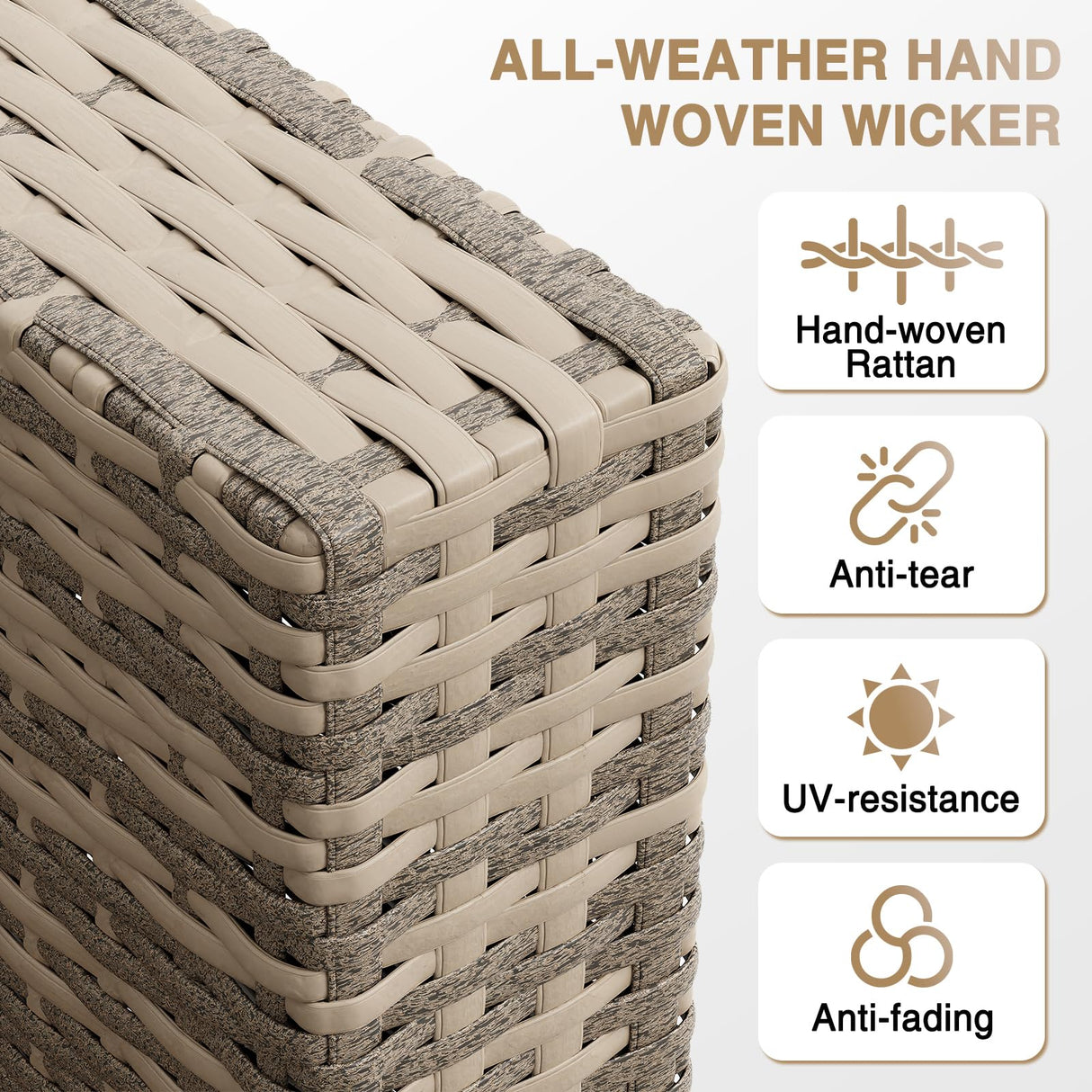 Aoxun Patio Furniture Sets, 8-Piece Outdoor Patio Furniture with 44'' Propane Gas Firepit Table, Wicker Outdoor Conversation Set Sectional Sofa for Backyard, Poolside, Garden (Black Cushion) Aoxun