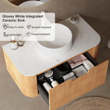 36 inch Bathroom Vanity with Sink, Floating Cabinet with Ultra-Thin Ceramic Basin and Marble Top, Large Storage Drawer, Soft-Close Design, Nature Wood AmbroVania