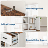 Garvee 74'' Tall Corner Bookshelf - 6-Tier Book Shelf with Drawer and Cabinets, l-Shaped Bookcase Open Storage Shelves Modern Display Shelf for Home, Office Garvee