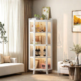 HXUQCZIG Tall Corner Curio Cabinet with Glass Doors, 5-Tier Shelves with Top Guard Rail for Living Room, Bathroom, Kitchen, Home Office White Corner Display Cabinet HXUQCZIG